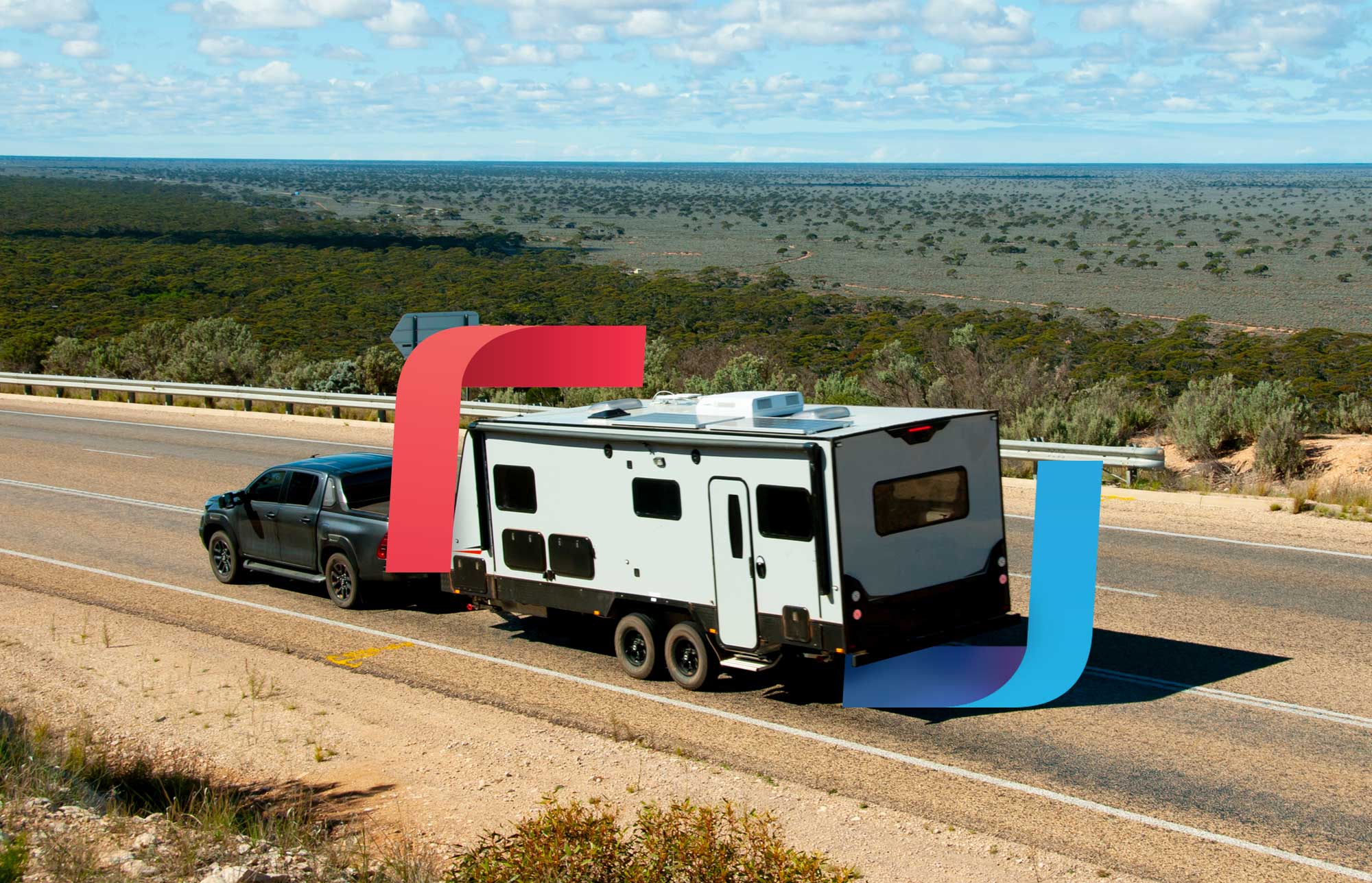 Caravan being towed after pre purchase inspection on Australian road trip | safety checks